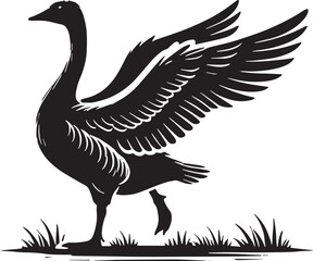 Black Goose Silhouette Vector, High Quality Illustration on White Background