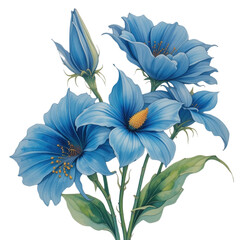 Beautiful Blue Flower Bouquet Illustration