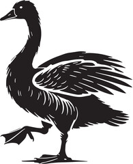 Black Goose Silhouette Vector, High Quality Illustration on White Background