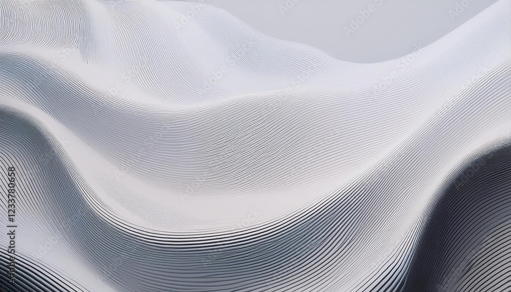 Poster striking abstract light display a symphony of undulating white lines in a 3d rendered space, creatin