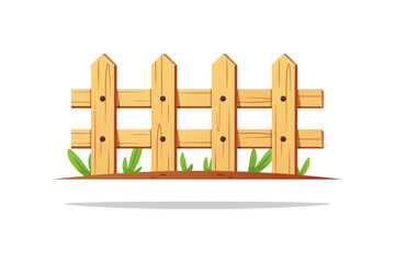 Wooden garden fence vector isolated on white background.