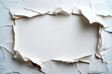 Torn Wall with Textured Edges Revealing Blank Surface for Creative Display and Design Usage
