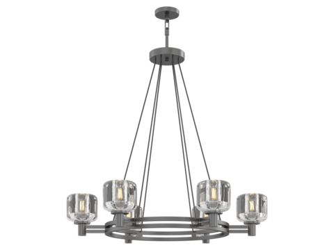 RH DEMARET ROUND CHANDELIER - Elegant Lighting Fixture Against Black Background