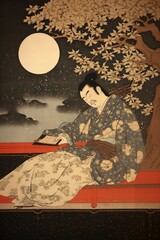 Art painting kimono representation.
