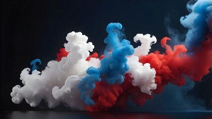 Swirling plumes of red, white, and blue smoke merging into a background with space for bold text. For Presidents' Day.
