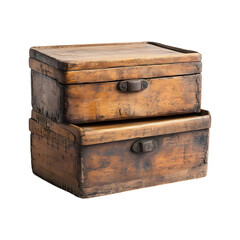 Rustic Wooden Breadbox with Sliding Lid and Metal Latch Isolated on Transparent Background