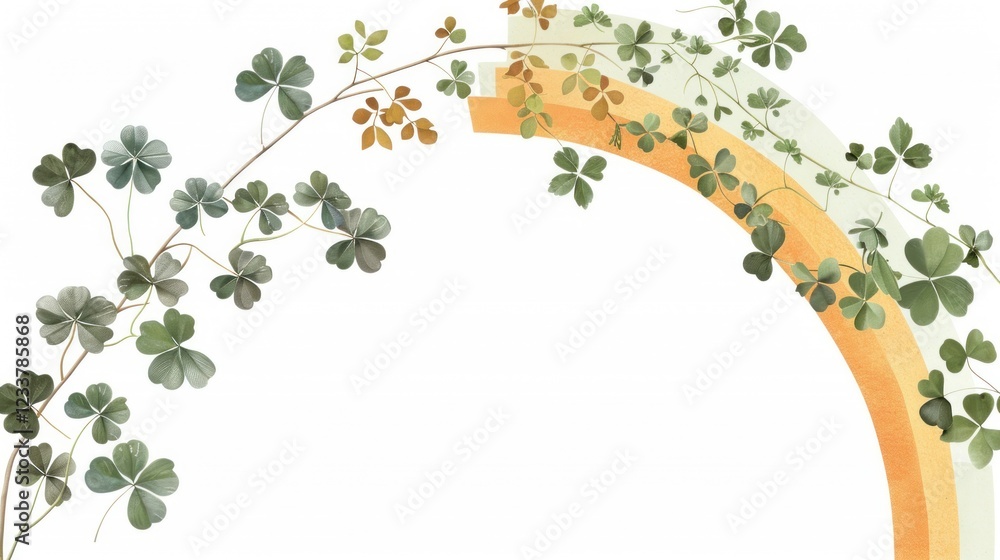Poster border design featuring green clover leaves with soft curved elements for nature-themed projects and