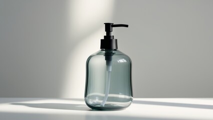 Obraz premium Glass Soap Dispenser with Matte Black Pump.