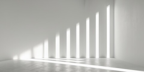 Light creating abstract shapes on wall with vertical lines