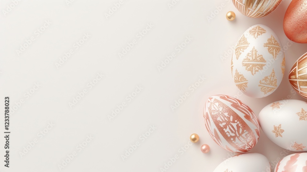 Poster easter eggs background on a soft neutral background with delicate patterns and soft pastel colors id