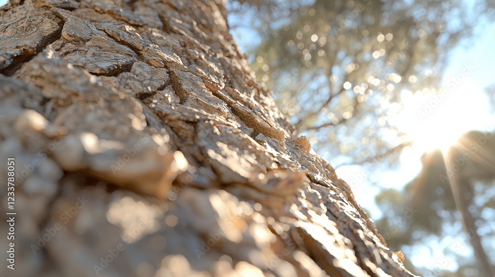 Aufkleber juxtaposition of rough tree bark and smooth pebbles in nature soft diffused light enhancing textures