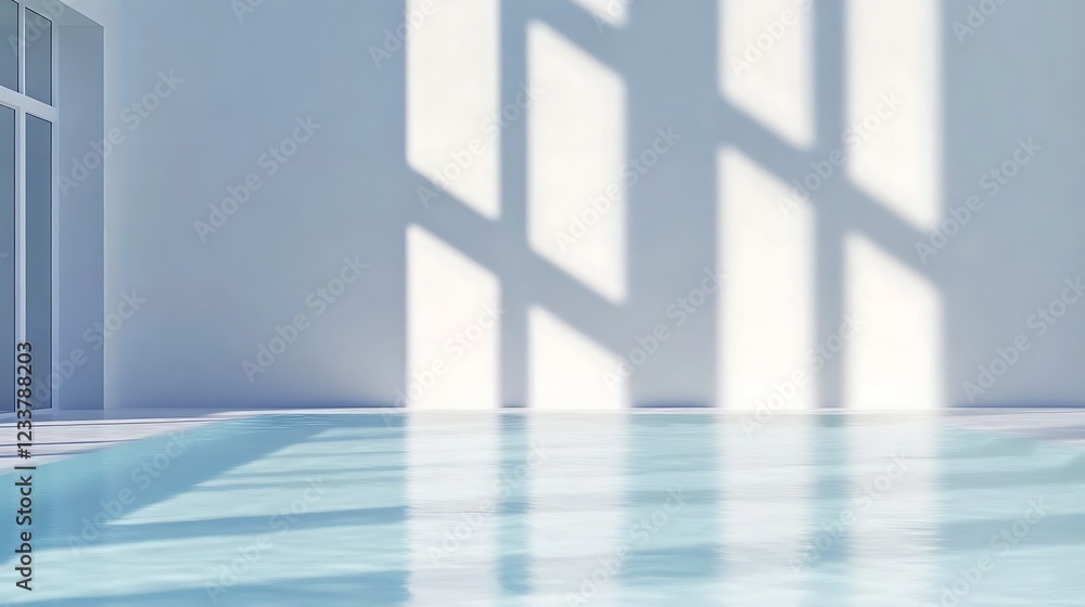 Poster soft blue background with gentle shadows creating a calm atmosphere