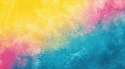 Obraz premium A retro-style abstract grainy background featuring a vibrant mix of yellow, blue, and pink.