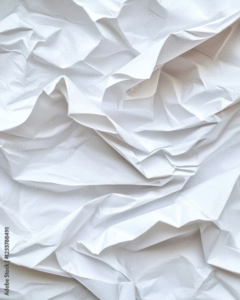 Poster macro shot of white paper creases studio setting abstract soft lighting close-up view textural detai