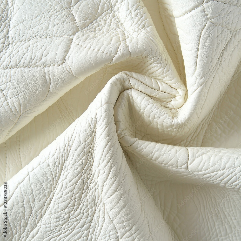 Poster macro shot of white leather texture with soft lighting capturing subtle grain detail in a close-up v