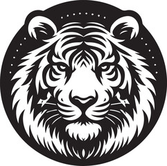 Obraz premium Bengal Tiger silhouette black and white vector icon