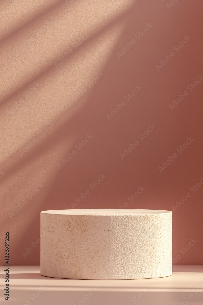 Aufkleber minimalist geometric podium with soft shadows on a peach background for product display