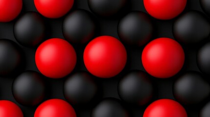 Vibrant Spheres: An eye-catching arrangement of black and red spheres creates a striking visual effect. These contrasting elements work in harmony.