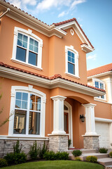 Orange Dream House Exterior: Modern Home Architecture, Real Estate, and Luxury Living