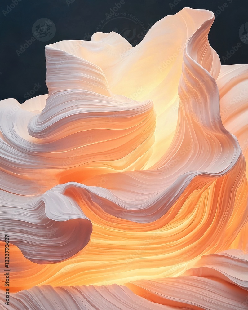 Poster ambient glow of smooth white clay texture studio setting macro artistic environment close-up viewpoi