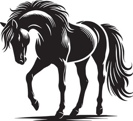 Black Horse Silhouette Vector, High Quality Illustration on White Background