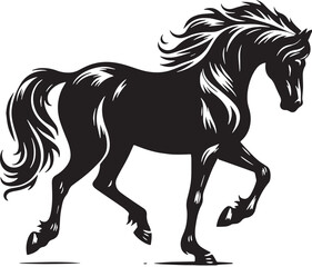 Black Horse Silhouette Vector, High Quality Illustration on White Background