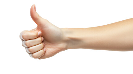 Close-Up of Woman Hand in Thumbs Up Pose Isolated on transparent Background