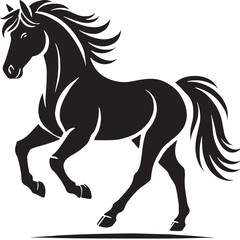 Black Horse Silhouette Vector, High Quality Illustration on White Background
