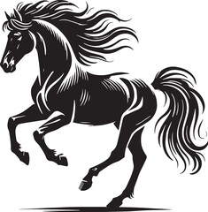 Black Horse Silhouette Vector, High Quality Illustration on White Background