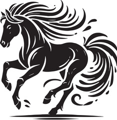 Black Horse Silhouette Vector, High Quality Illustration on White Background