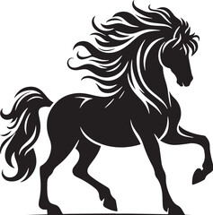 Black Horse Silhouette Vector, High Quality Illustration on White Background