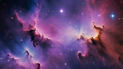 an image of an open space with stars and nebulas in the background, the sun is