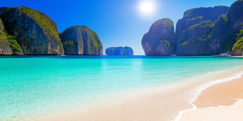 Stunning Lagoon with Towering Limestone Cliffs