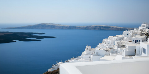 Picturesque Santorini, Greece - Whitewashed Houses Overlooking the Aegean Sea