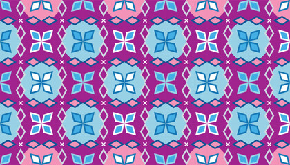 Colorful floral themed batik seamless geometric pattern. Perfect for printing, design and textiles