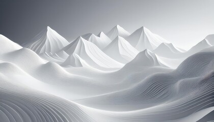 Majestic SnowCapped Mountains Rise Above a Tranquil Winter Valley, Bathed in the Soft Light of Dawns Early Glow, Offering a Serene Scene of Natures Beauty and Solitude.