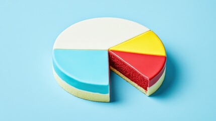 Obraz premium Colorful Pie Chart Cake: A Delicious Data Visualization