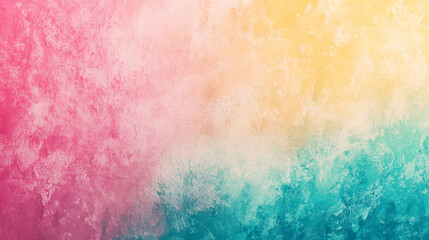 Fototapeta premium A vibrant gradient background seamlessly blending from yellow to pink. Textured rainbow painting on canvas wallpaper background