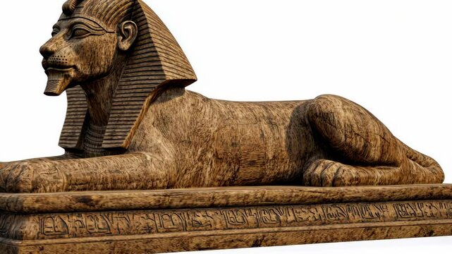 Majestic lion statue with ancient Egyptian designs on display highlighting rich cultural heritage
