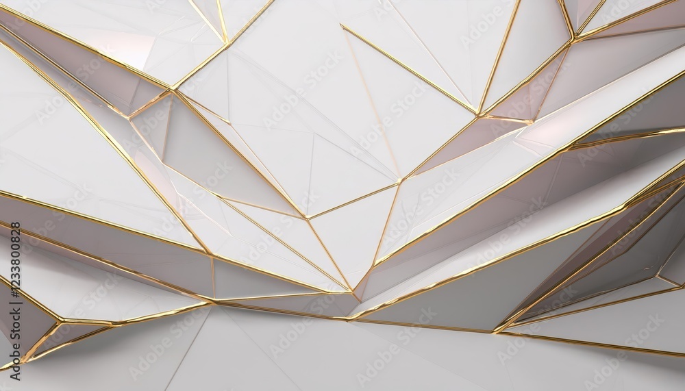 Poster stunning low poly 3d rendering featuring a white background with golden edges, showcasing a mesmeriz