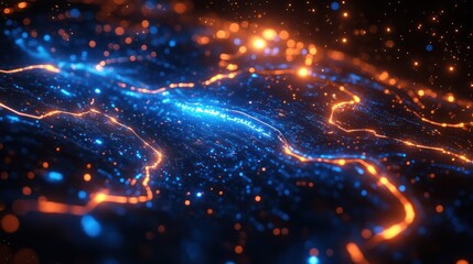 Obraz premium Abstract Digital Art: Glowing Energy Streams