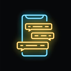Neon sign of a smartphone displaying an instant messaging conversation with speech bubbles