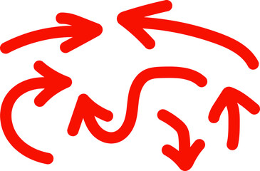 手描き矢印　赤　イラスト素材