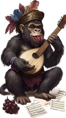 A Musical Chimpanzee Plays a Mandolin with Flair