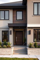 Modern House Exterior: Contemporary Home Design and Architecture.Luxury Real Estate Property with Stunning Facade and Landscaping