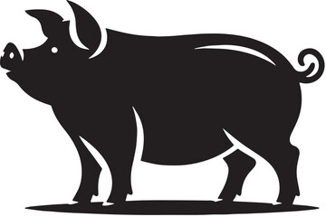 Black Pig Silhouette Vector, High Quality Illustration on White Background