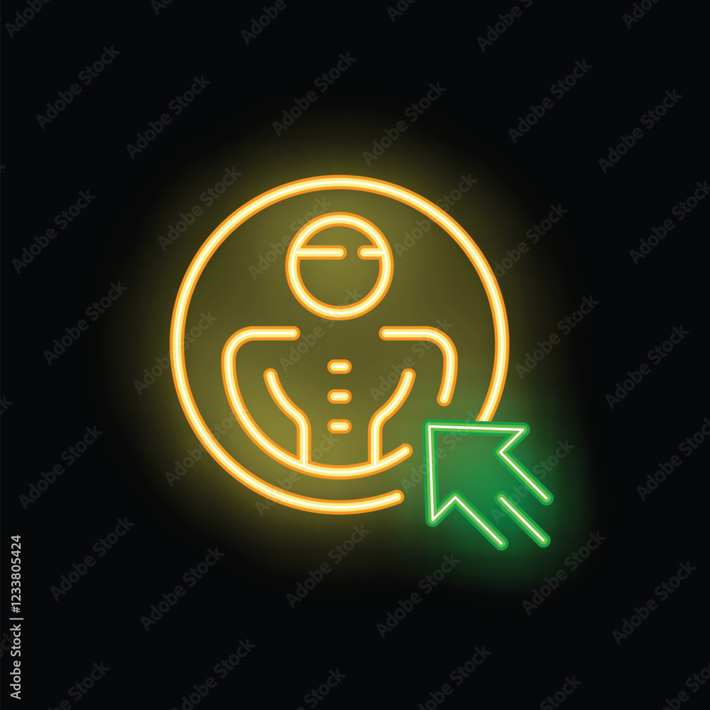 Aufkleber neon sign representing choosing a candidate for a job offer or choosing a team member with a cursor 