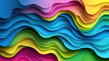 Obraz premium Colorful layered paper waves, abstract background, digital art, website design