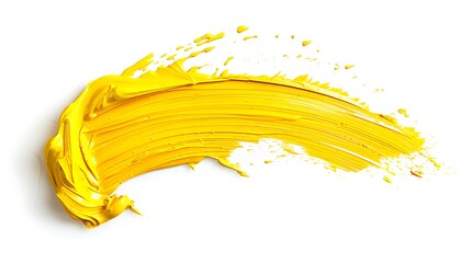 Yellow brush stroke isolated on white background