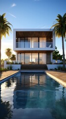 Fototapeta premium Design mockup in white and color of luxury house/ HD 8K wallpaper Photographic Image